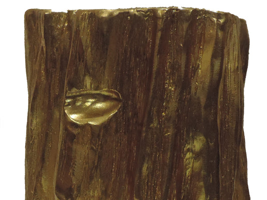 Nature Inspired Tree Trunk Metal Stool, Gold
